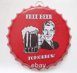 Beer Bottle Cap Tin Sign Free Beer Tomorrow Vintage tin Sign for Bar Cafe Decor