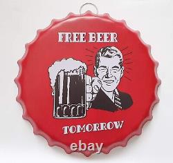 Beer Bottle Cap Tin Sign Free Beer Tomorrow Vintage tin Sign for Bar Decoration