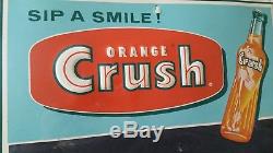 Big Vintage Original Orange Crush Embossed Tin Chalkboard Sign