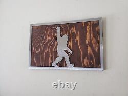 Bigfoot Sasquatch middle finger Metal Art on Wood Wall Decor Sign Made in USA