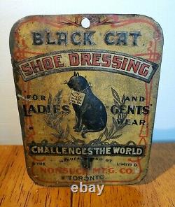 Black Cat Shoe Dressing Bill Hook Vintage Tin Litho Advertising