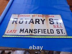 Borough of Southwark metal tin sign rotary st. Late Mansfield vintage porcelain