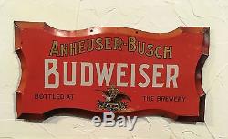Budweiser Anheuser Busch Sign Pre Prohibition Pre Pro Tin Vintage Old Rare