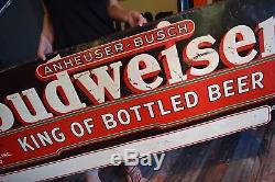 Budweiser tin sign rare vintage original 6ft 1940's Advertising Bar Beer Gas Oil