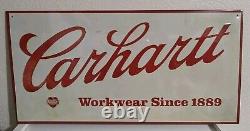 CARHARTT WORKWEAR SINCE 1889 Vtg Sign Metal Tin Advertising Embossed 24 x 12
