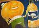 Creepy Orange Graphics Rare 1930s Vintage Sun Crest Soda Old Embossed Tin Sign
