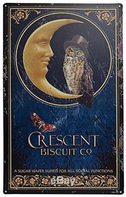 CWI Gifts Vintage Crescent Biscuit Food Stamped Tin Sign 16in x 10in, New