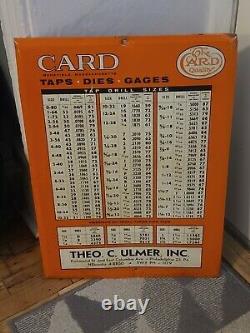 Card Taps Dies Gages Vintage Tin Over Cardboard Litho Sign Theo C. Ulmer Phila