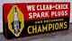 Champion Spark Plugs, We Clean & Check Plugs, Tin Vintage Antique & Real Sign