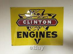 Clinton Engines Chain Saws Vintage Tin Sign 24 x 18 Porcelain 1950s advertising