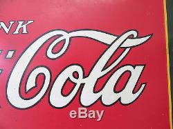 Coca Cola Antique 1927 Sold Here Tin Sign Vintage Advertising 28x29 Coke Red