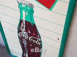 Coca Cola HUGE VINTAGE TIN METAL SIGN 53 x 18