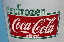 Coca Cola Sign 1968 embossed- Enjoy Frozen Coca Cola Vintage Tin Sign LARGE