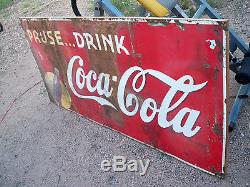 Coca Cola Sign Vintage Advertising Tin Signs Antique Metal 67 x 33 1930s-40s