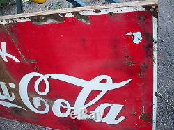 Coca Cola Sign Vintage Advertising Tin Signs Antique Metal 67 x 33 1930s-40s