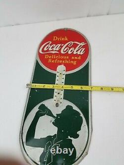 Coca Cola Thermometer Sign 1939 Embossed Tin 16 Soda Pop Original vintage as is