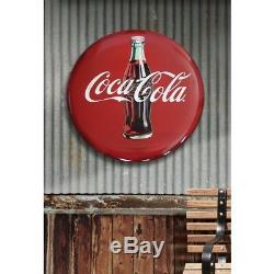 Coca-Cola ollow Curved Tin Button Round Vintage Sign Retro Wall 24 In. X 24 In