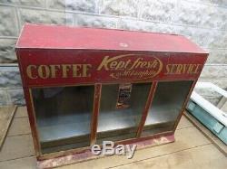 Coffee Service Store Display, Tin Countertop Bin, Vintage Advertising Sign