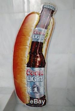 Coors Light tin sign RARE vintage 11 x 34 Hot Dog Beer Bottle 1995 Mancave Bar