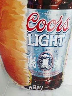 Coors Light tin sign RARE vintage 11 x 34 Hot Dog Beer Bottle 1995 Mancave Bar