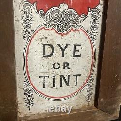 DY-O-LA DYES Vintage Antique Shop Display Cabinet Door Tin Sign RARE