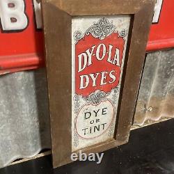 DY-O-LA DYES Vintage Antique Shop Display Cabinet Door Tin Sign RARE