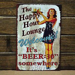 Decor Pub Tavern Garage Tin Sheet Metal Sign Beer Girl Vintage Picture LC331