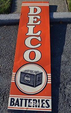 Delco Batteries 70x18 Tin Sign Station Dealer Vintage Electric Advertising