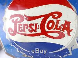 Double Dot Pepsi Cola Bottle Cap Embossed Red White & Blue Vintage Tin Sign