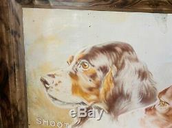 Dupont self framed tin sign advertising display shotshell box dogs Winchester