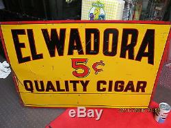 EL WADORA VINTAGE 5 CENT TIN CIGAR ADVERTISING SIGN 1950s