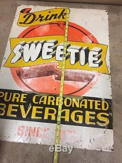 EXTREMELY RARE Vintage DRINK SWEETIE Soda Pop Advertising tin Sign