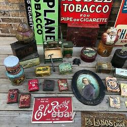 Early Vintage El Lanos Havana Cigar Tin Metal Over Cardboard Sign Tobacco Vuelta