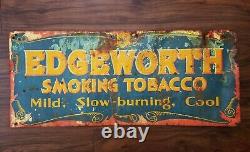 Edgeworth Smoking Tobacco Tin Sign Original Vintage Pipe Cigar 27.5 x 11.5