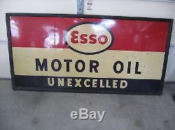 Esso Motor Oil Unexcelled Standard Oil Co Harrisburg PA Vintage Tin Sign