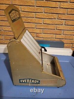 EverReady Batteries Metal Tin Display Sign Vtg Ever Ready