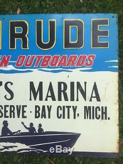 Evinrude Outboards Embossed & Painted Tin Sign NOS 25 1/2 X 14 1/2 Antique vtg