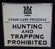 Excellent Ontario Crown Game Preserve Hunting Trapping Embossed Tin Sign Vintage