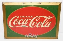 Extremely RARE, Original, Vintage 1927 Drink COCA-COLA Self-Framed Tin Sign COKE