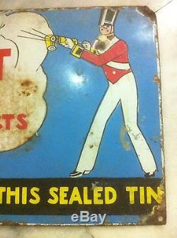 Flit Insect Bug Spray Vintage Porcelain Sign 1928 British Soldier Poison Tin Can