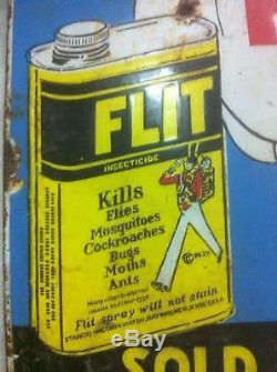 Flit Poison 1928 Dated Tin Can Vintage Esso Oil Porcelain Sign British Soldier