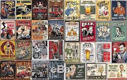 Funny Beer Vintage Hotrod Pinup auto garage bar metal wall decor Tin Sign 31 LOT
