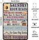 Funny Laundry Room Rules Metal Tin Sign Vintage Wall Art Decor For Bathroom Home