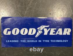 GOODYEAR TYRES Double Sided Genuine Vintage Tin Service Station Sign