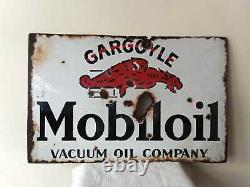 Gargoyle Mobiloil Original Antique Vintage Advt Tin Enamel Porcelain Sign Board