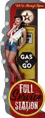 Gift IdeaTin Sign LightFull Service Station Gas n Go Off The Wall SignMancave
