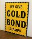 Gold Bond Stamps Tin Sign Advertising Mancave Garage Metal Vintage Retro Enamel