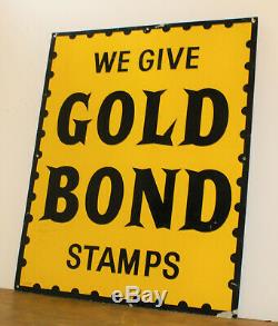 Gold Bond Stamps tin sign advertising mancave garage metal vintage retro enamel