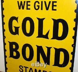 Gold Bond Stamps tin sign advertising mancave garage metal vintage retro enamel