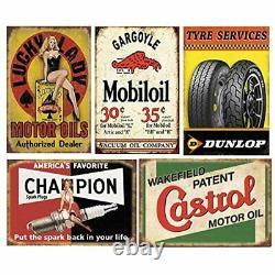 HUGE LOT 24 Gas Oil Tin Signs Retro Vintage Metal Man Cave Garage She Shed Decor
